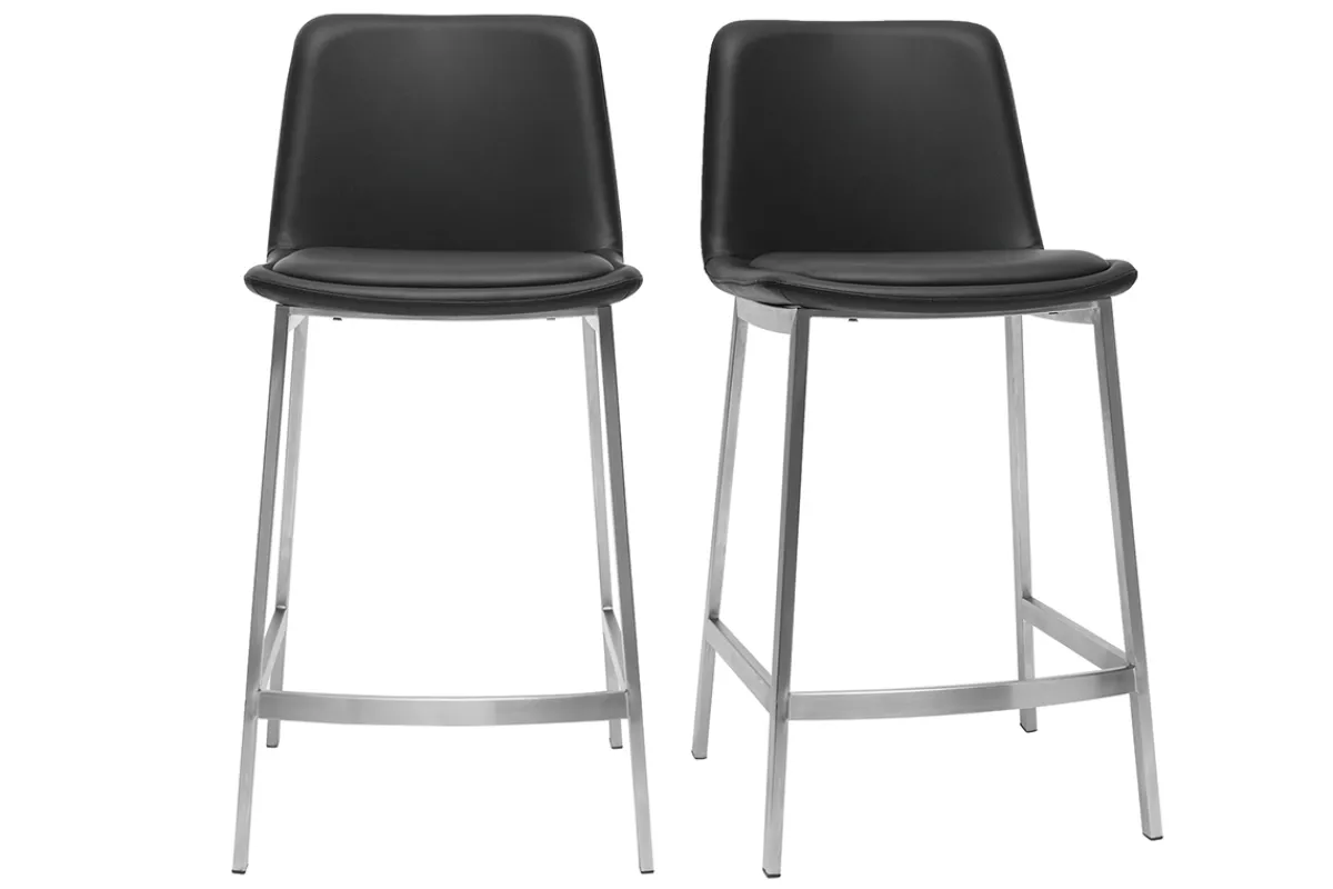Miliboo Design-Barhocker Schwarz 66 cm (2er-Set) ARSENE* Barhocker