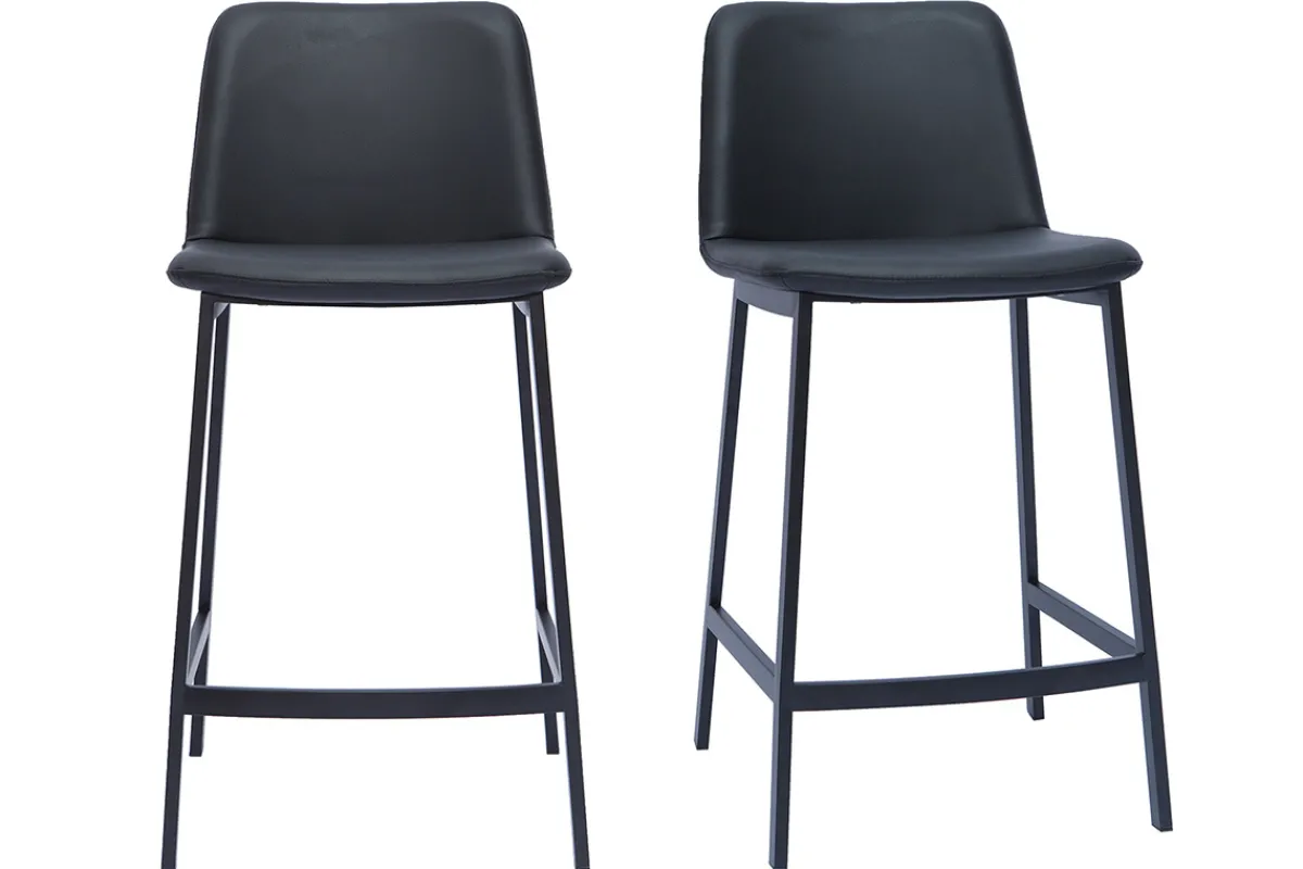 Miliboo Design-Barhocker schwarz H 66 cm (2er-Set) ARSENE* Barhocker