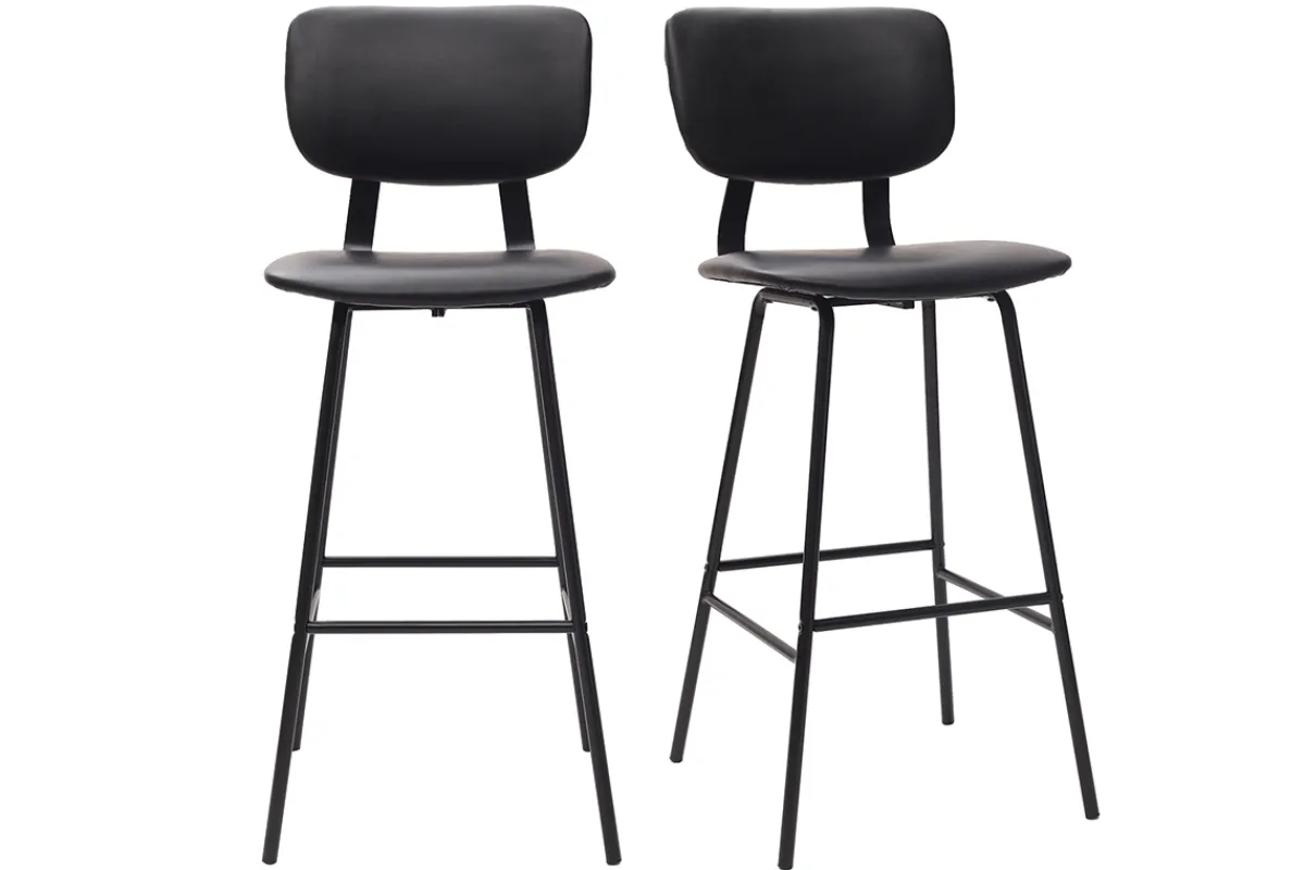 Miliboo Design-Barhocker Schwarz mit Metallbeinen 75 cm (2 Stk.) LAB* Barhocker