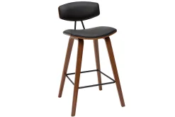 Miliboo Design-Barhocker schwarz mit dunklem Holz H 69 cm (Zweierset) VASCO* Barhocker