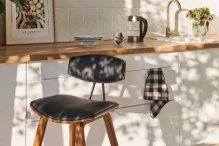 Miliboo Design-Barhocker schwarz mit dunklem Holz H 69 cm (Zweierset) VASCO* Barhocker
