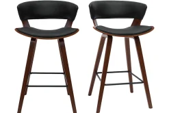 Miliboo Design-Barhocker schwarz mit dunklem Holz H 65 cm (2er-Set) SYRAH* Barhocker