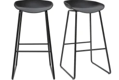 Miliboo Design-Barhocker Schwarz mit Metallbeinen (2 Stk.) PEBBLE* Barhocker