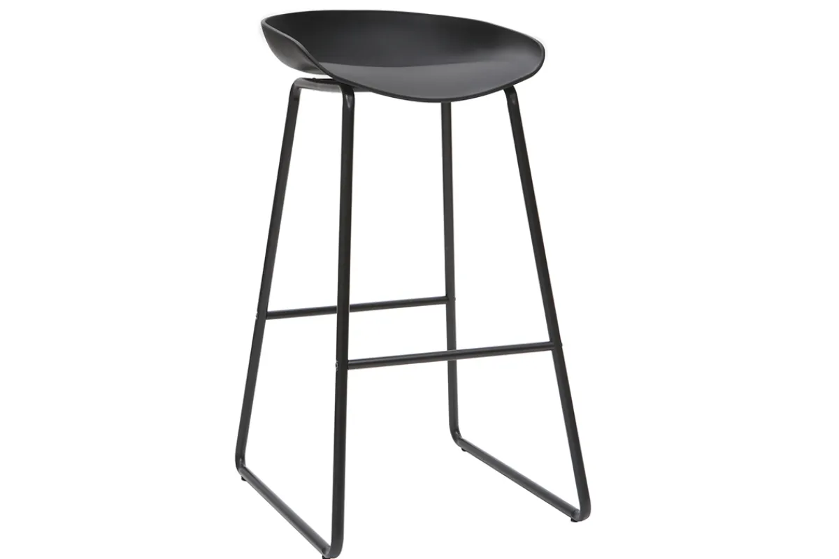 Miliboo Design-Barhocker Schwarz mit Metallbeinen (2 Stk.) PEBBLE* Barhocker