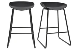 Miliboo Design-Barhocker Schwarz mit Metallbeinen (2 Stk.) PEBBLE* Barhocker