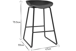Miliboo Design-Barhocker Schwarz mit Metallbeinen (2 Stk.) PEBBLE* Barhocker