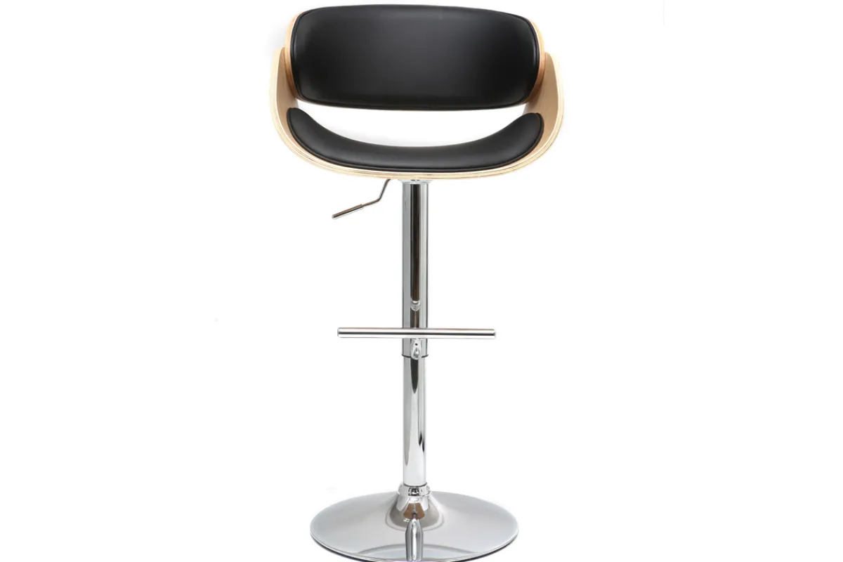 Miliboo Design-Barhocker Schwarz und helles Holz BENT* Barhocker