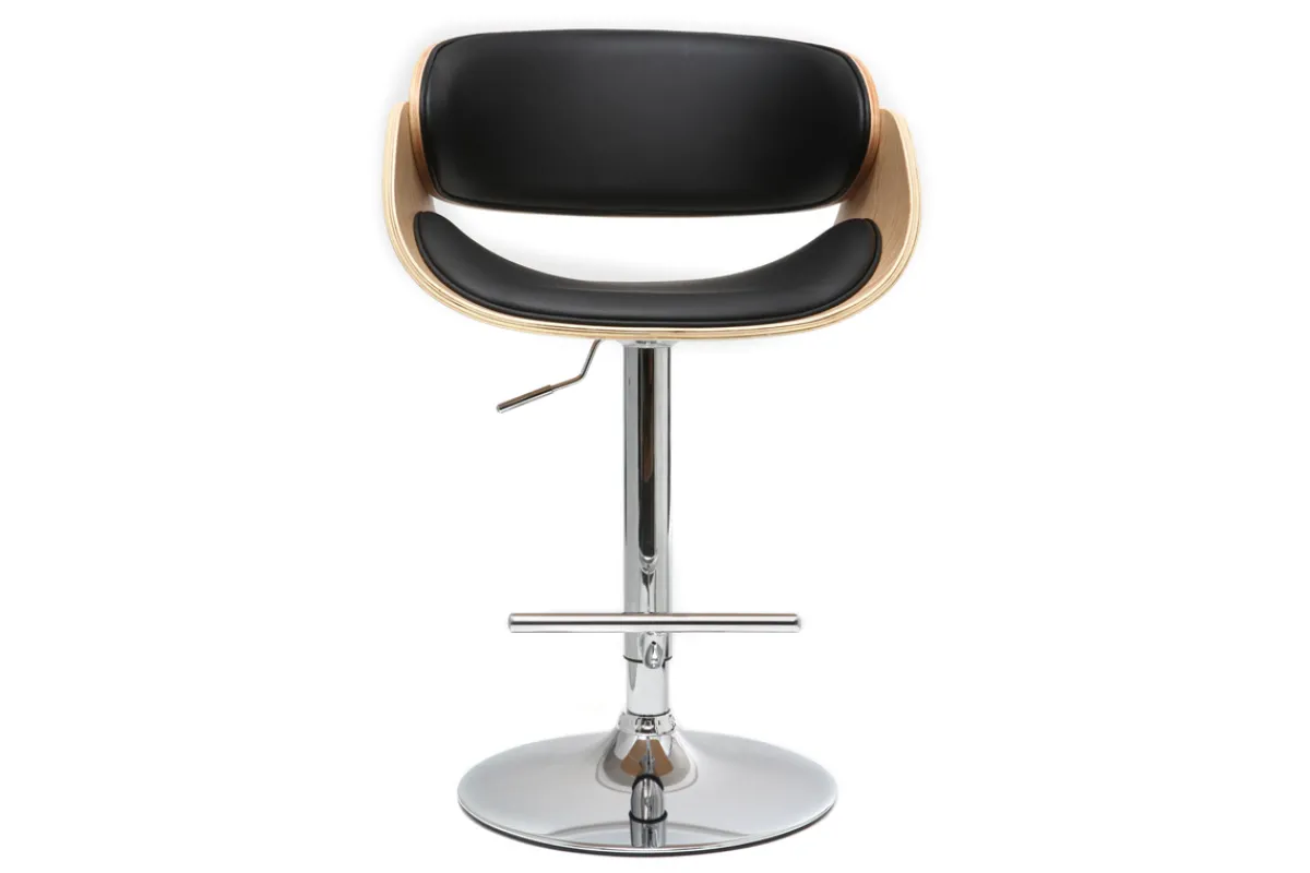 Miliboo Design-Barhocker Schwarz und helles Holz BENT* Barhocker
