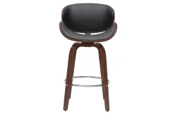 Miliboo Design-Barhocker Schwarz und dunkles Holz 65 cm WALNUT* Barhocker