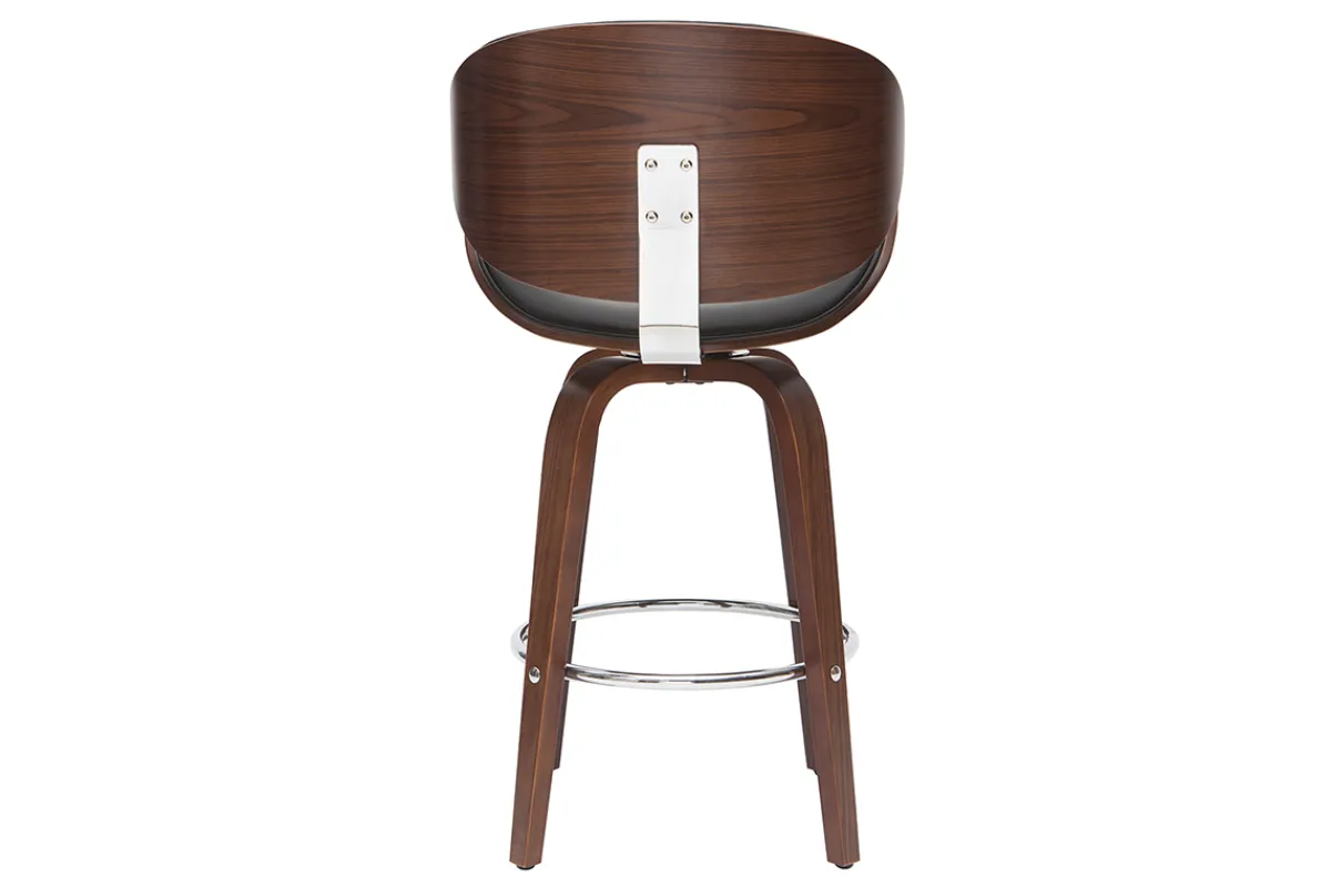 Miliboo Design-Barhocker Schwarz und dunkles Holz 65 cm WALNUT* Barhocker