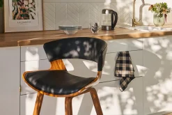 Miliboo Design-Barhocker schwarz und dunkles Holz H 65 cm SYRAH* Barhocker