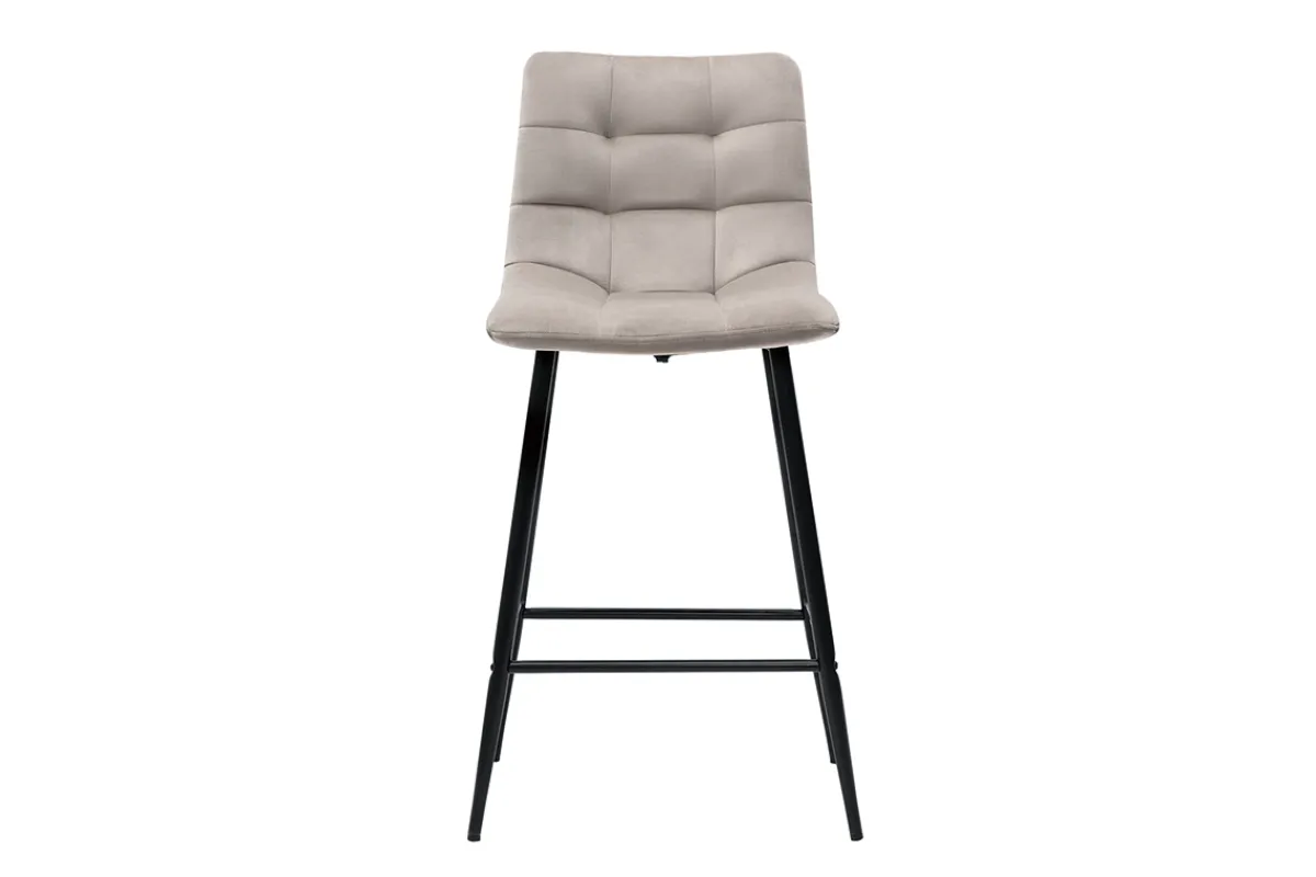Miliboo Design-Barhocker taupefarbener Samt H65 cm (2er-Set) MAXWELL* Barhocker