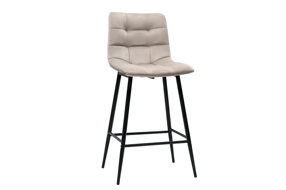 Miliboo Design-Barhocker taupefarbener Samt H65 cm (2er-Set) MAXWELL* Barhocker