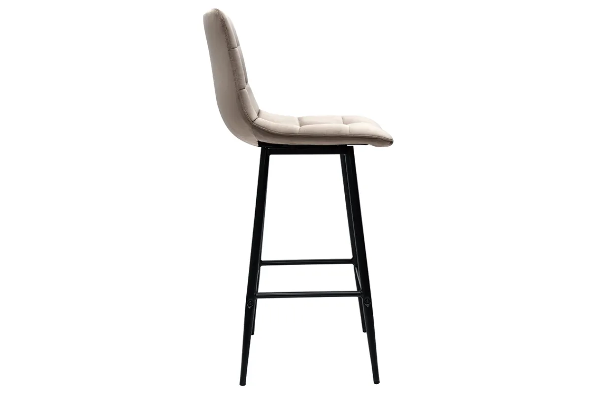 Miliboo Design-Barhocker taupefarbener Samt H65 cm (2er-Set) MAXWELL* Barhocker
