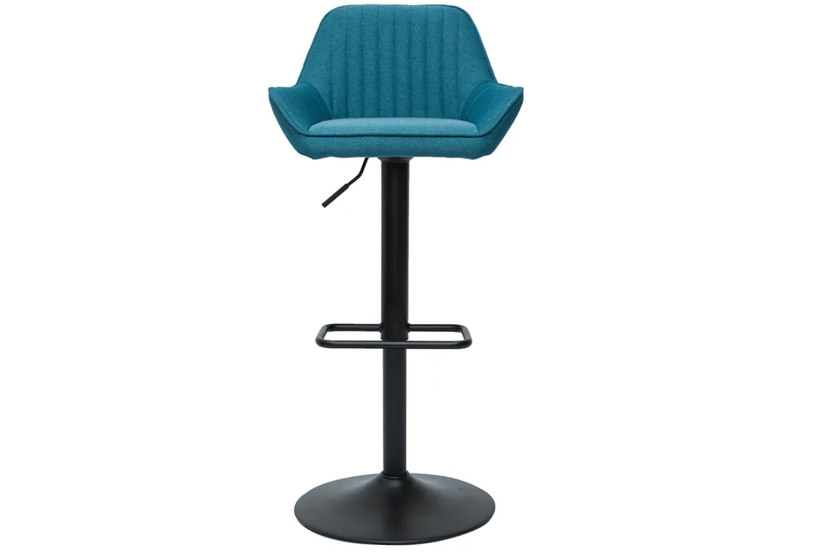 Miliboo Design-Barhocker verstellbar entenblauer Stoff 2er-Set RONNIE* Barhocker