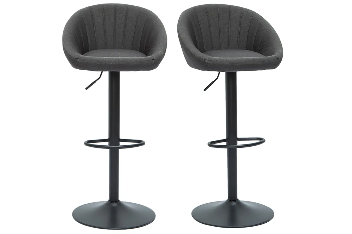Miliboo Design-Barhocker verstellbar anthrazitgrau 2er-Set SHERU* Barhocker