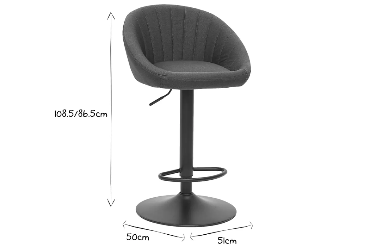 Miliboo Design-Barhocker verstellbar anthrazitgrau 2er-Set SHERU* Barhocker