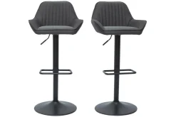 Miliboo Design-Barhocker verstellbar anthrazitgrauer Stoff 2er-Set RONNIE* Barhocker