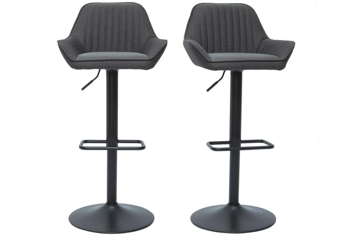 Miliboo Design-Barhocker verstellbar anthrazitgrauer Stoff 2er-Set RONNIE* Barhocker