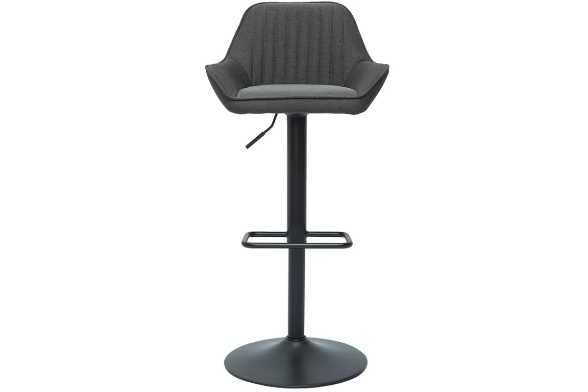 Miliboo Design-Barhocker verstellbar anthrazitgrauer Stoff 2er-Set RONNIE* Barhocker