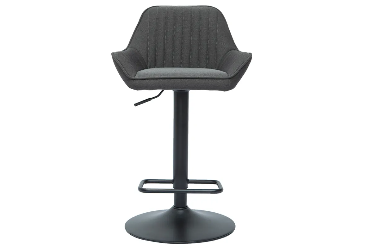 Miliboo Design-Barhocker verstellbar anthrazitgrauer Stoff 2er-Set RONNIE* Barhocker