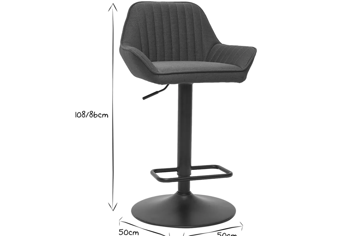 Miliboo Design-Barhocker verstellbar anthrazitgrauer Stoff 2er-Set RONNIE* Barhocker