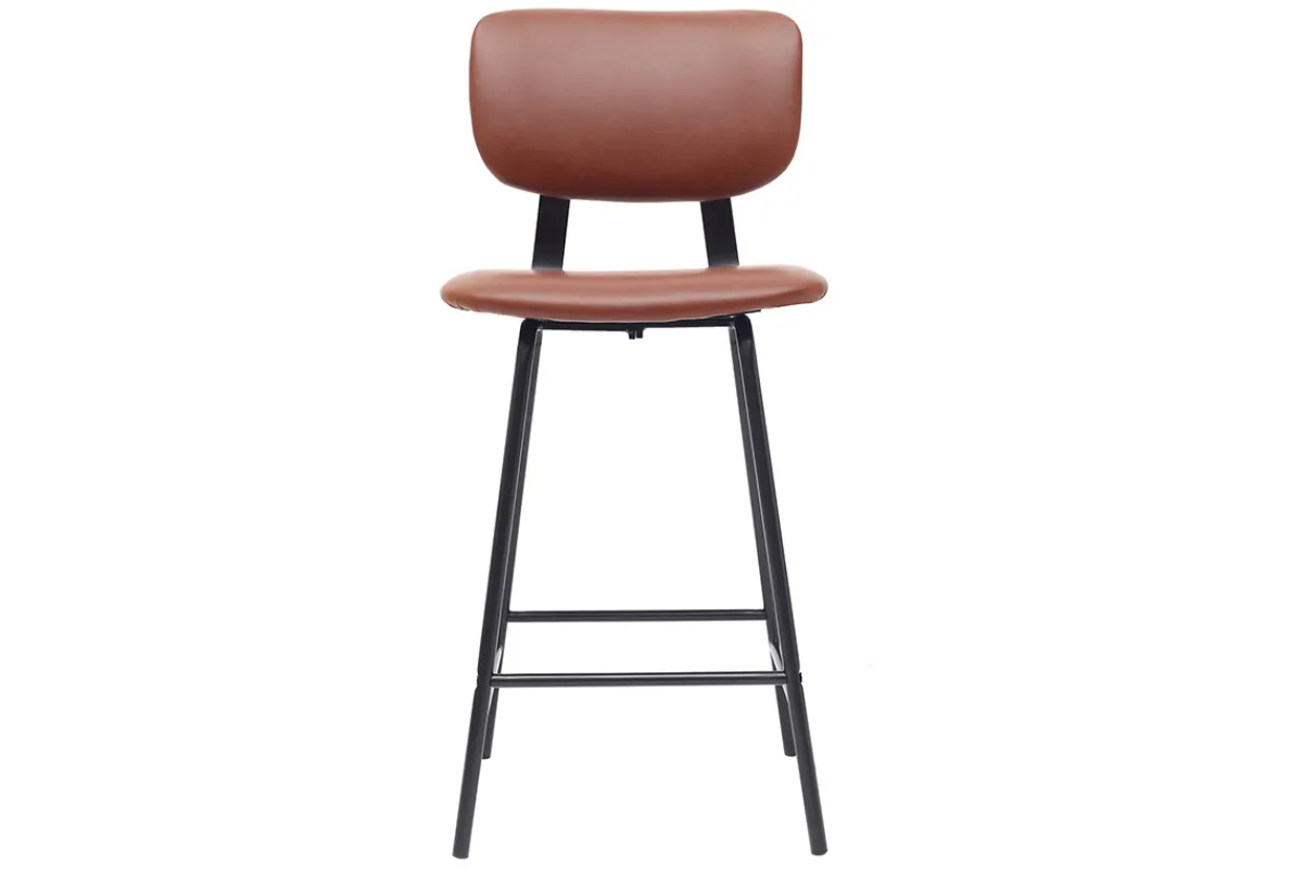 Miliboo Design-Barhocker Vintage Hellbraun mit Metallbeinen 65 cm (2 Stk.) LAB* Barhocker