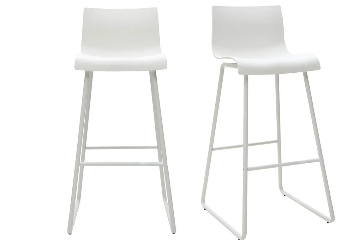 Miliboo Design-Barhocker Weiß 76 cm (2er-Set) ONA* Barhocker