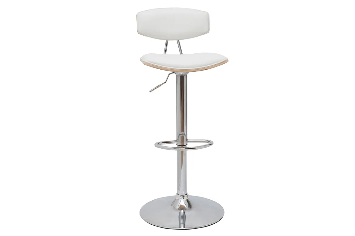 Miliboo Design-Barhocker weiß mit hellem Holz (2er-Set) VASCO* Barhocker