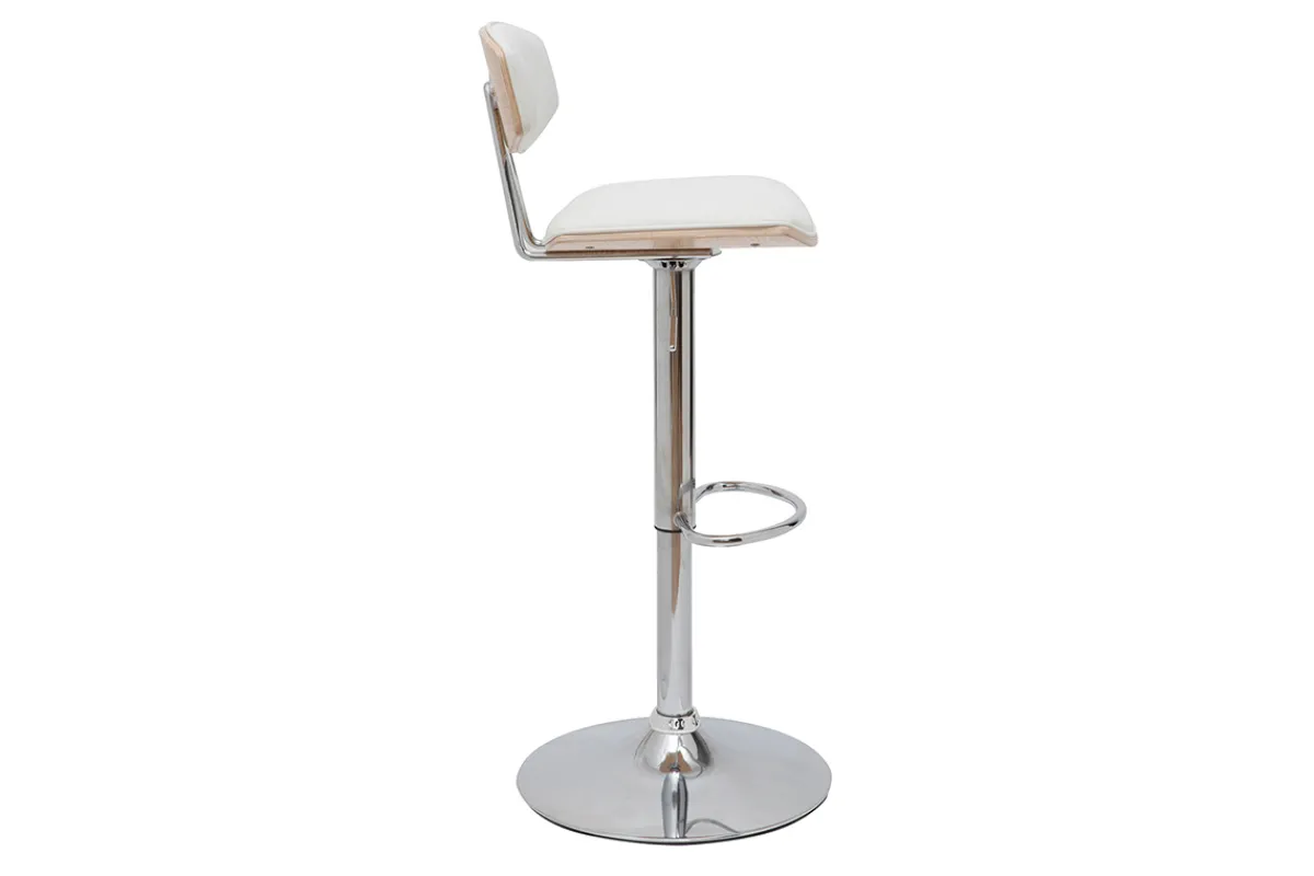 Miliboo Design-Barhocker weiß mit hellem Holz (2er-Set) VASCO* Barhocker