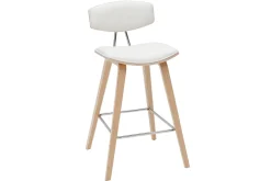Miliboo Design-Barhocker weiß mit hellem Holz H 69 cm (Zweierset) VASCO* Barhocker