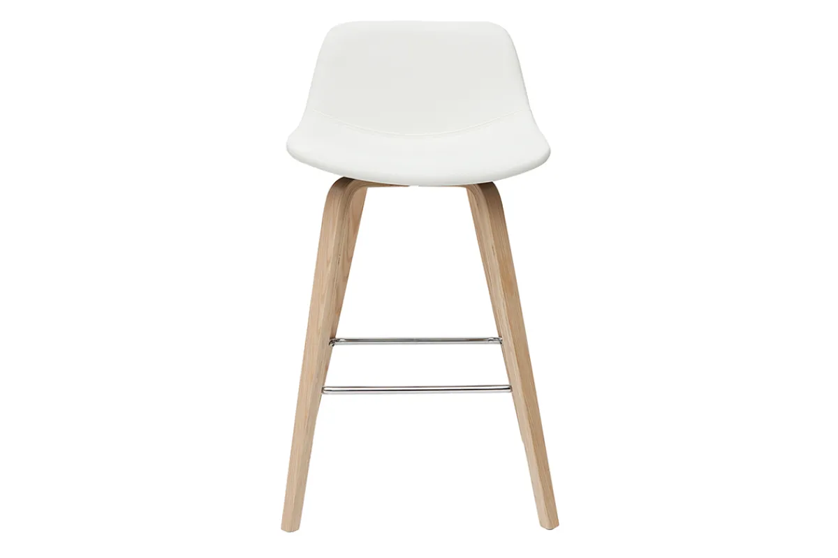 Miliboo Design-Barhocker weiß mit hellem Holz H 65 cm (2er-Set) NONIE* Barhocker