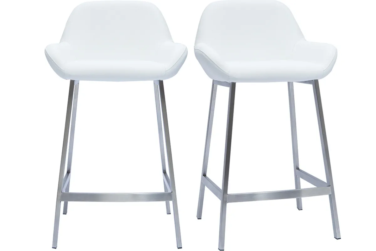 Miliboo Design-Barhocker weiß mit Metallfuß (2er-Set) RINGER* Barhocker