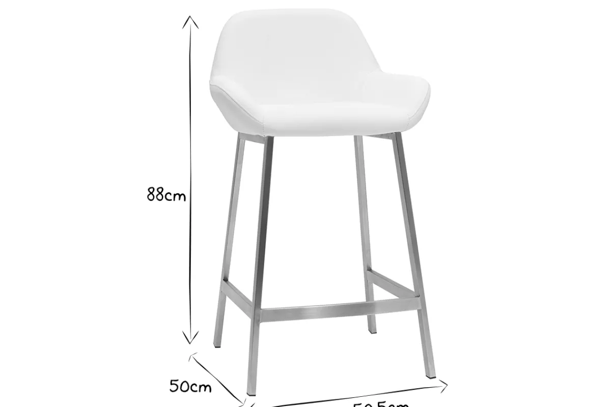 Miliboo Design-Barhocker weiß mit Metallfuß (2er-Set) RINGER* Barhocker
