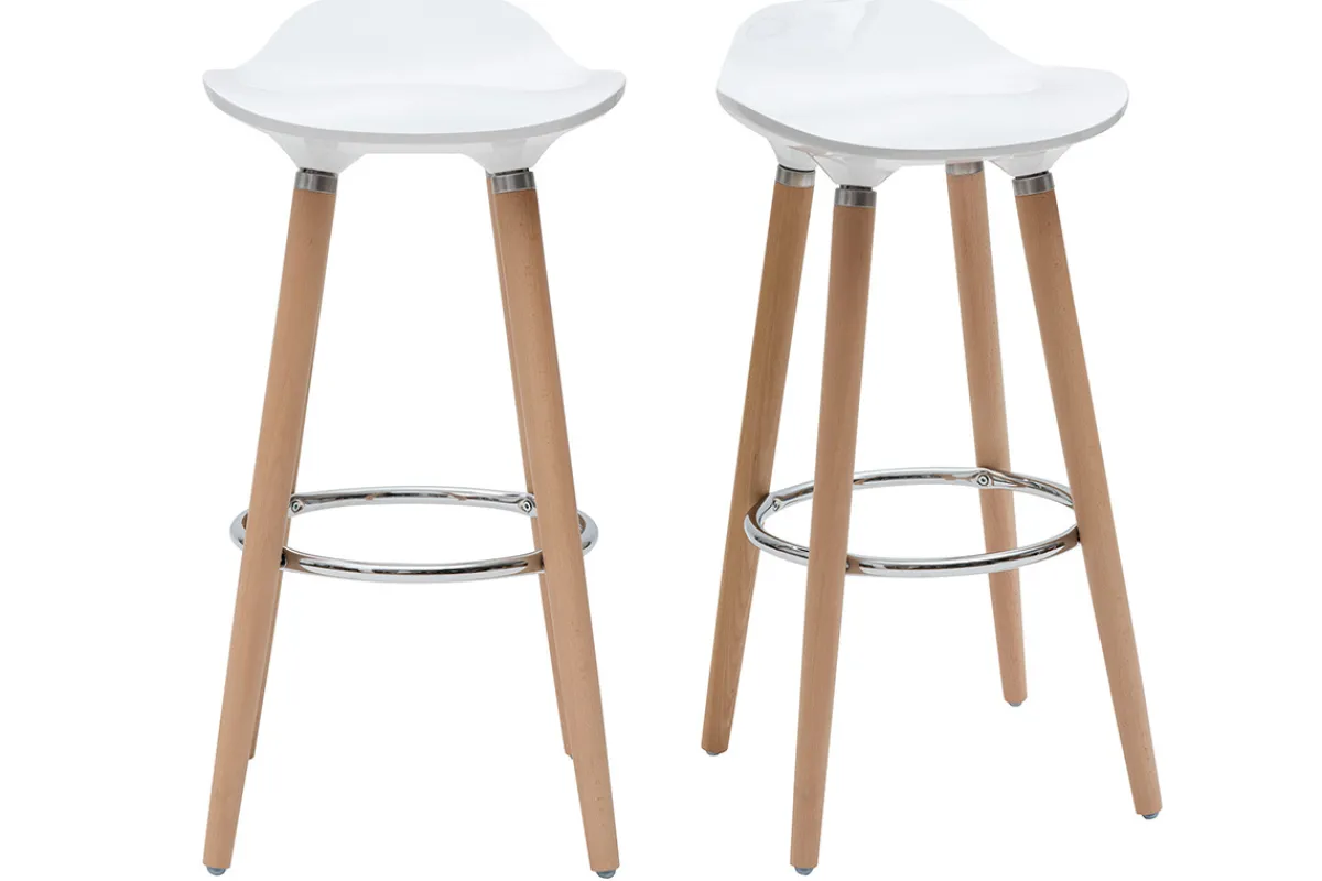 Miliboo Design-Barhocker Weiß skandinavisch 2er-Set GILDA* Barhocker