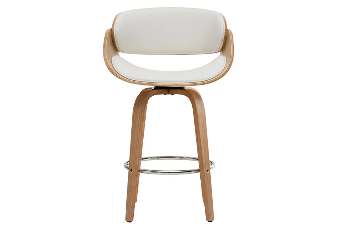 Miliboo Design-Barhocker Weiß und helles Holz 65 cm BENT* Barhocker
