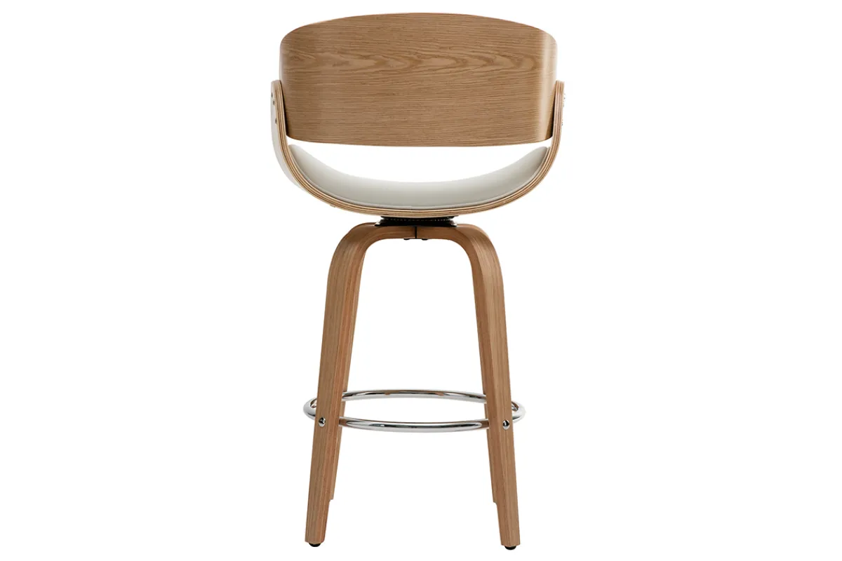 Miliboo Design-Barhocker Weiß und helles Holz 65 cm BENT* Barhocker
