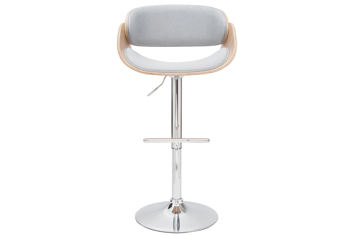 Miliboo Design-Barhocker Weiß und helles Holz BENT* Barhocker