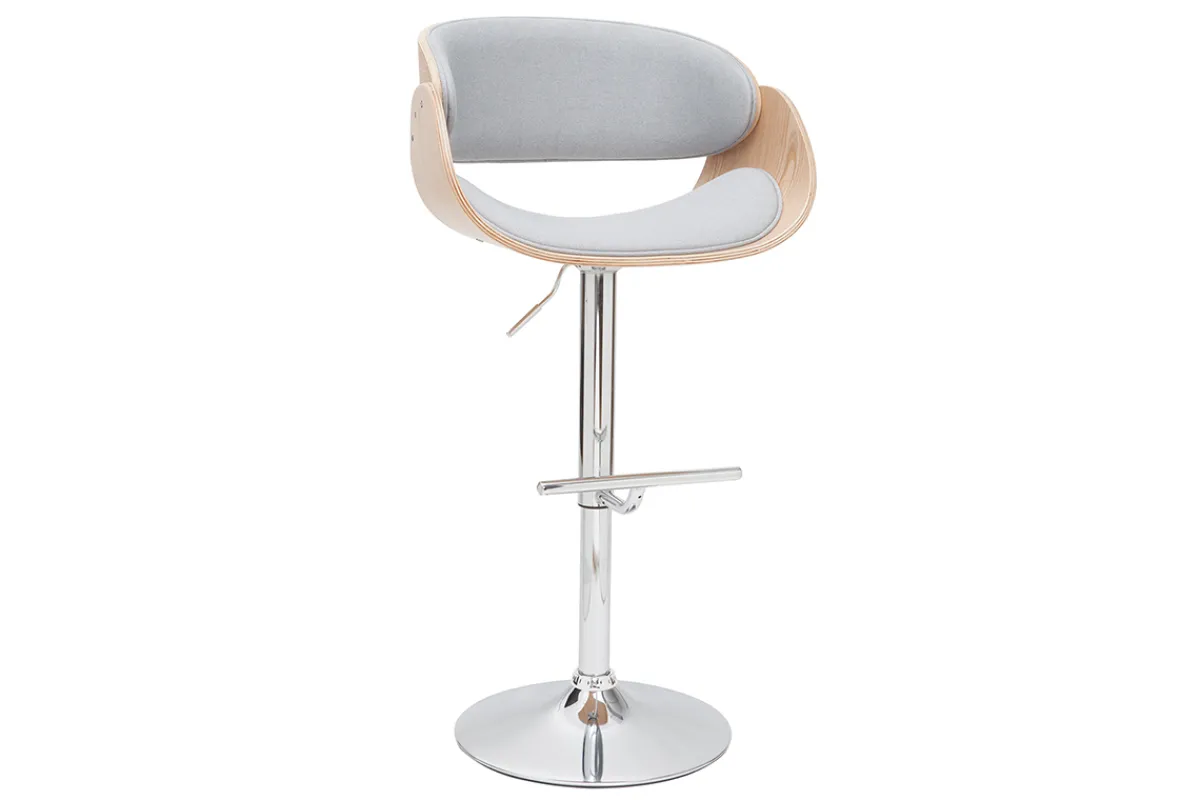 Miliboo Design-Barhocker Weiß und helles Holz BENT* Barhocker