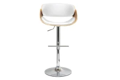 Miliboo Design-Barhocker Weiß und helles Holz BENT* Barhocker