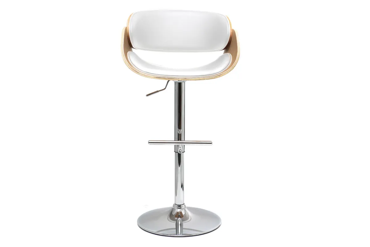 Miliboo Design-Barhocker Weiß und helles Holz BENT* Barhocker