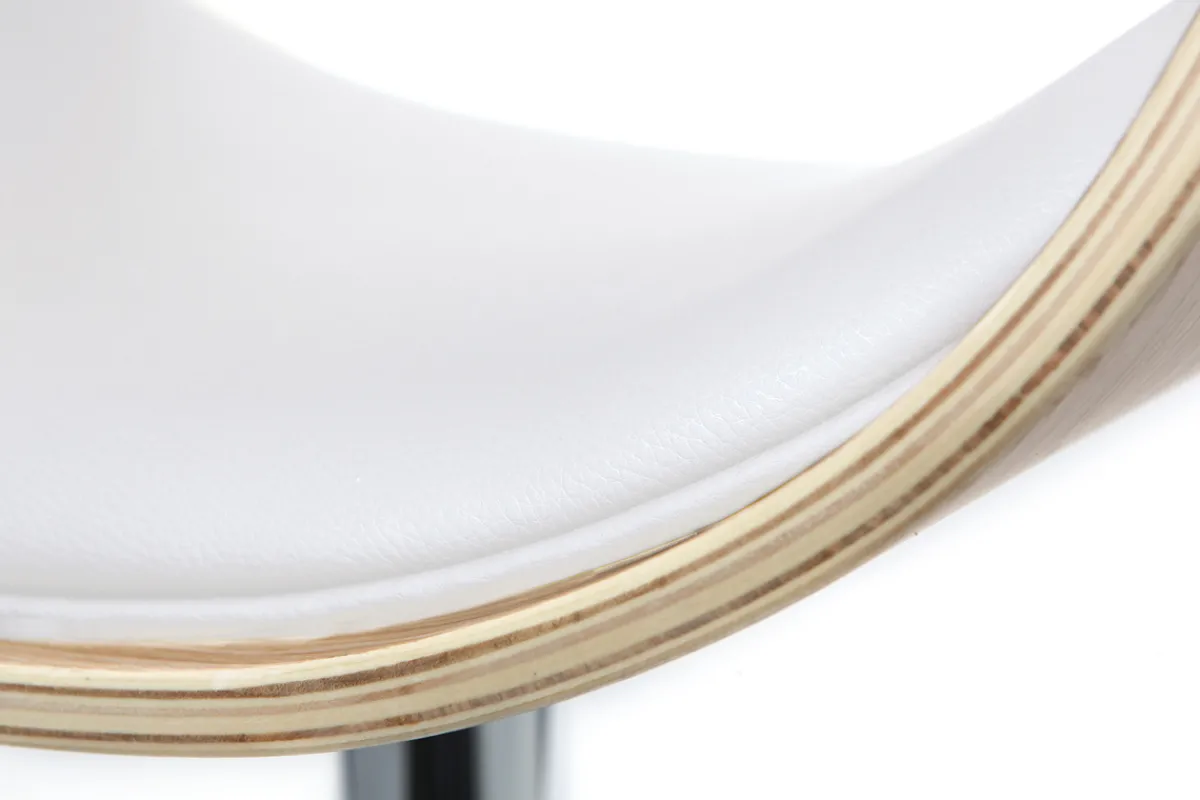 Miliboo Design-Barhocker Weiß und helles Holz BENT* Barhocker