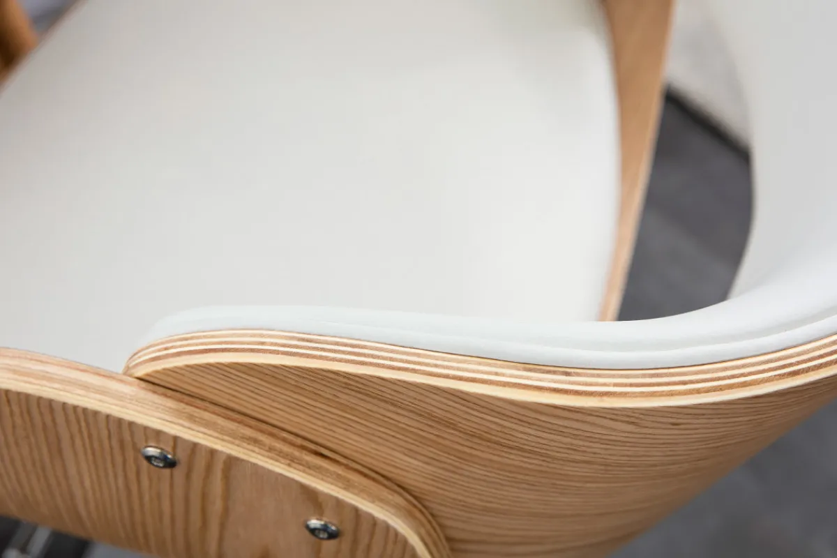 Miliboo Design-Barhocker Weiß und helles Holz BENT* Barhocker