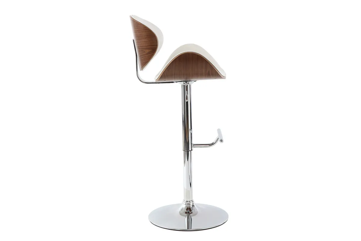 Miliboo Design-Barhocker Weiß und Holz WALNUT* Barhocker