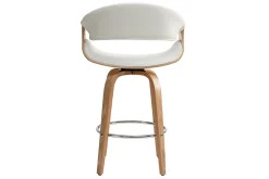 Miliboo Design-Barhocker Weiß und helles Holz 65 cm ARAMIS* Barhocker