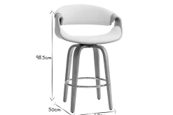 Miliboo Design-Barhocker Weiß und helles Holz 65 cm ARAMIS* Barhocker