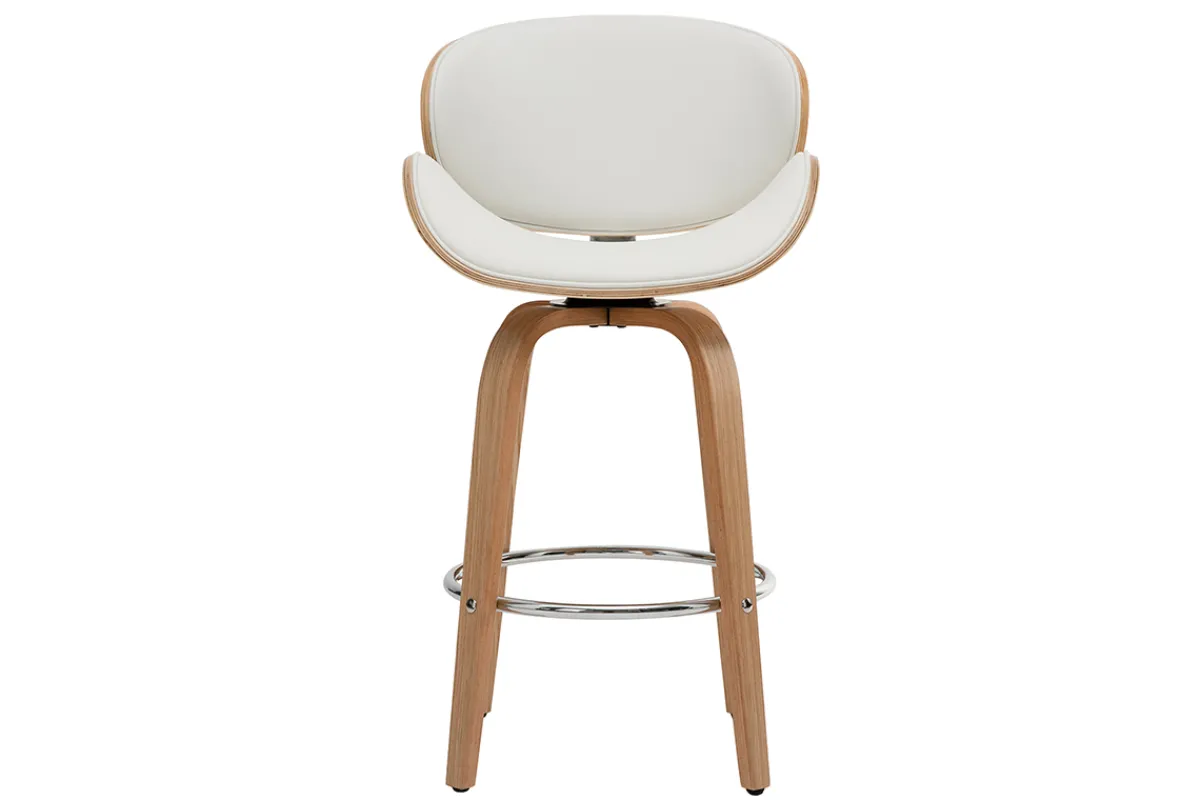 Miliboo Design-Barhocker Weiß und helles Holz 65 cm WALNUT* Barhocker