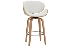 Miliboo Design-Barhocker Weiß und helles Holz 65 cm WALNUT* Barhocker