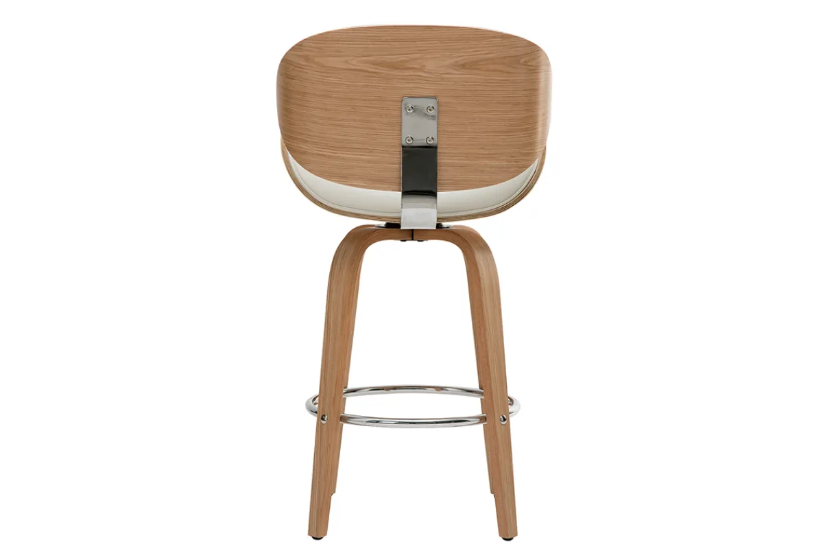 Miliboo Design-Barhocker Weiß und helles Holz 65 cm WALNUT* Barhocker