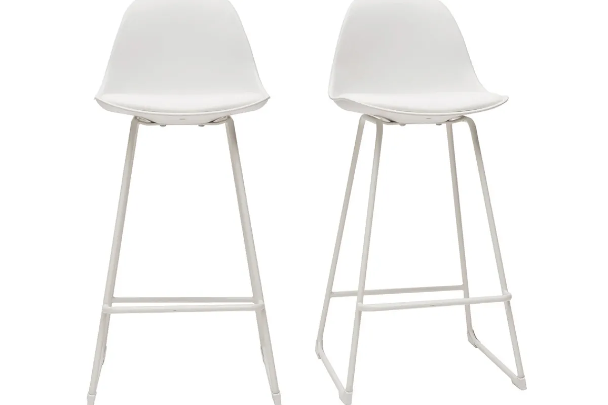 Miliboo Design-Barhocker weiße Metallbeine 65 cm (2er-Satz) FRANZ* Barhocker